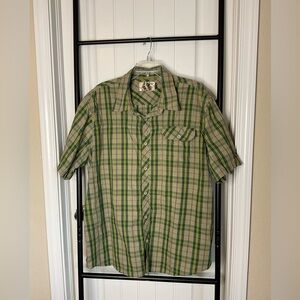Mossy Oak Green Plaid Men's button up short sleeve Shirt size XXL
